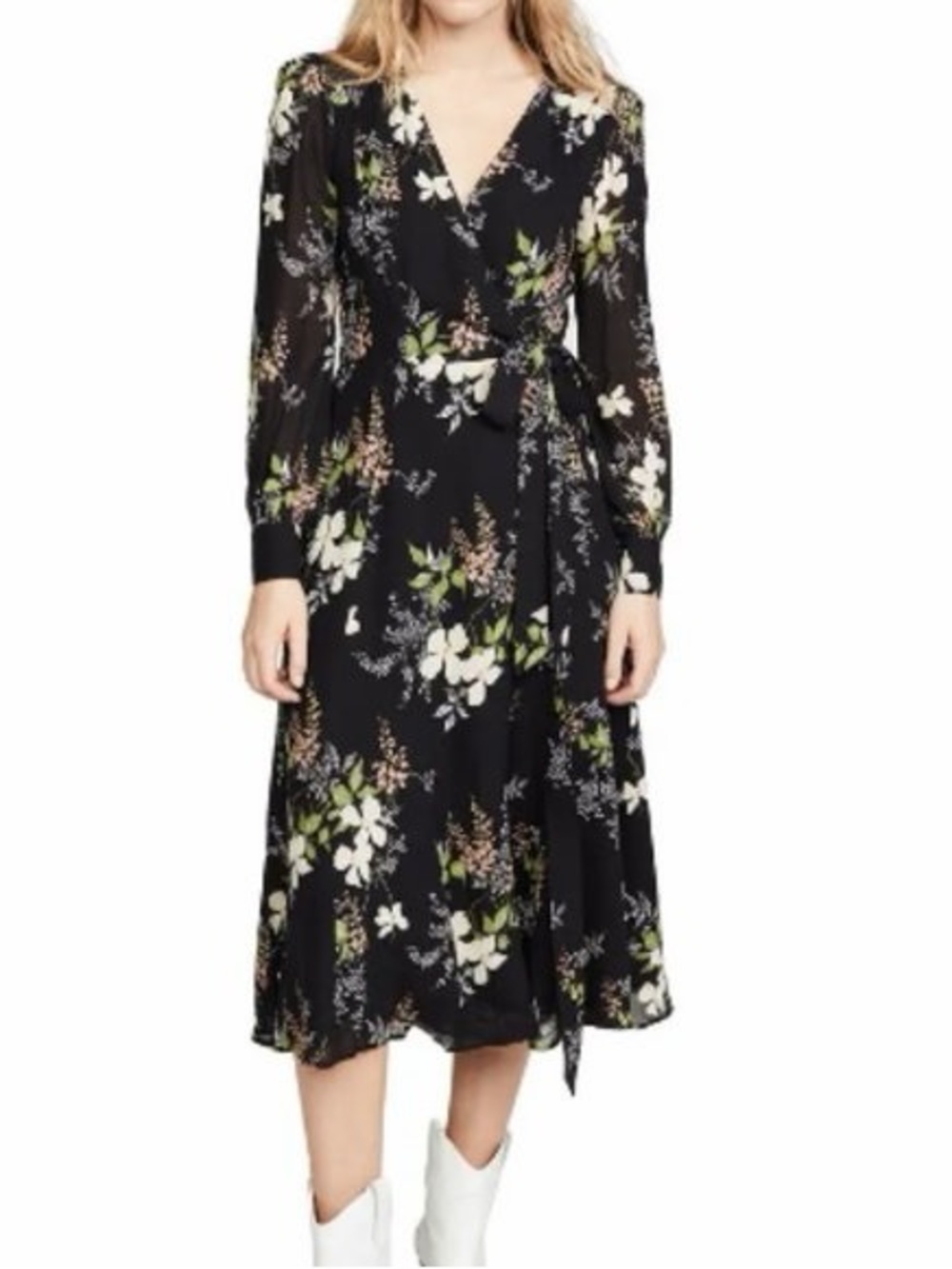 Reformation Women's Dark Floral Wrap Midi Dress